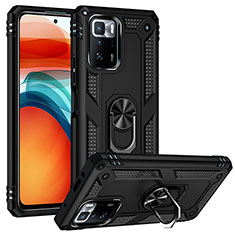 Funda Bumper Silicona y Plastico Mate Carcasa con Magnetico Anillo de dedo Soporte MQ3 para Xiaomi Poco X3 GT 5G Negro