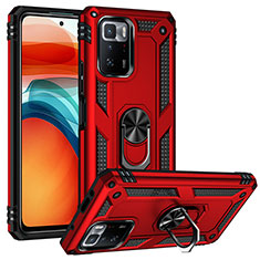 Funda Bumper Silicona y Plastico Mate Carcasa con Magnetico Anillo de dedo Soporte MQ3 para Xiaomi Poco X3 GT 5G Rojo