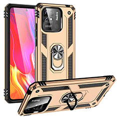 Funda Bumper Silicona y Plastico Mate Carcasa con Magnetico Anillo de dedo Soporte MQ3 para Xiaomi Redmi 10C 4G Oro