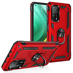 Funda Bumper Silicona y Plastico Mate Carcasa con Magnetico Anillo de dedo Soporte MQ3 para Xiaomi Redmi K30S 5G Rojo