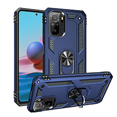 Funda Bumper Silicona y Plastico Mate Carcasa con Magnetico Anillo de dedo Soporte MQ3 para Xiaomi Redmi Note 10 4G Azul