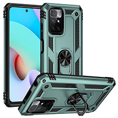 Funda Bumper Silicona y Plastico Mate Carcasa con Magnetico Anillo de dedo Soporte MQ3 para Xiaomi Redmi Note 11 4G (2021) Verde