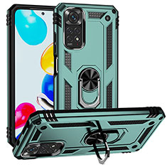 Funda Bumper Silicona y Plastico Mate Carcasa con Magnetico Anillo de dedo Soporte MQ3 para Xiaomi Redmi Note 11 4G (2022) Verde