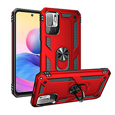 Funda Bumper Silicona y Plastico Mate Carcasa con Magnetico Anillo de dedo Soporte MQ3 para Xiaomi Redmi Note 11 SE 5G Rojo