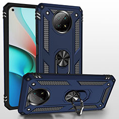 Funda Bumper Silicona y Plastico Mate Carcasa con Magnetico Anillo de dedo Soporte MQ3 para Xiaomi Redmi Note 9T 5G Azul