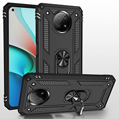 Funda Bumper Silicona y Plastico Mate Carcasa con Magnetico Anillo de dedo Soporte MQ3 para Xiaomi Redmi Note 9T 5G Negro