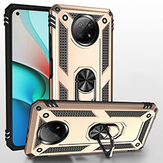 Funda Bumper Silicona y Plastico Mate Carcasa con Magnetico Anillo de dedo Soporte MQ3 para Xiaomi Redmi Note 9T 5G Oro