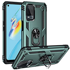 Funda Bumper Silicona y Plastico Mate Carcasa con Magnetico Anillo de dedo Soporte MQ4 para Oppo A54 4G Verde