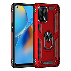 Funda Bumper Silicona y Plastico Mate Carcasa con Magnetico Anillo de dedo Soporte MQ4 para Oppo A95 4G Rojo