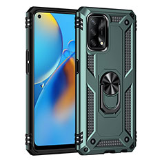 Funda Bumper Silicona y Plastico Mate Carcasa con Magnetico Anillo de dedo Soporte MQ4 para Oppo A95 4G Verde