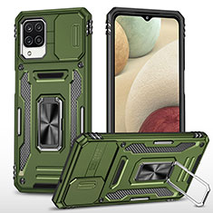 Funda Bumper Silicona y Plastico Mate Carcasa con Magnetico Anillo de dedo Soporte MQ4 para Samsung Galaxy A12 Nacho Verde