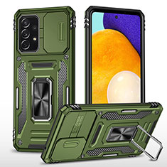 Funda Bumper Silicona y Plastico Mate Carcasa con Magnetico Anillo de dedo Soporte MQ4 para Samsung Galaxy A52 5G Verde