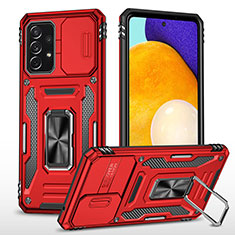 Funda Bumper Silicona y Plastico Mate Carcasa con Magnetico Anillo de dedo Soporte MQ4 para Samsung Galaxy A52s 5G Rojo