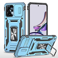 Funda Bumper Silicona y Plastico Mate Carcasa con Magnetico Anillo de dedo Soporte MQ6 para Motorola Moto G13 Azul Claro