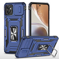 Funda Bumper Silicona y Plastico Mate Carcasa con Magnetico Anillo de dedo Soporte MQ6 para Motorola Moto G32 Azul