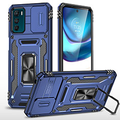 Funda Bumper Silicona y Plastico Mate Carcasa con Magnetico Anillo de dedo Soporte MQ6 para Motorola Moto G42 Azul