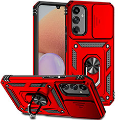 Funda Bumper Silicona y Plastico Mate Carcasa con Magnetico Anillo de dedo Soporte MQ6 para Samsung Galaxy A14 5G Rojo