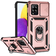 Funda Bumper Silicona y Plastico Mate Carcasa con Magnetico Anillo de dedo Soporte MQ6 para Samsung Galaxy A42 5G Oro Rosa