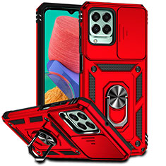 Funda Bumper Silicona y Plastico Mate Carcasa con Magnetico Anillo de dedo Soporte MQ6 para Samsung Galaxy M33 5G Rojo