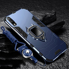 Funda Bumper Silicona y Plastico Mate Carcasa con Magnetico Anillo de dedo Soporte para Huawei Enjoy 10 Azul
