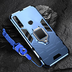 Funda Bumper Silicona y Plastico Mate Carcasa con Magnetico Anillo de dedo Soporte para Huawei Enjoy 10 Plus Azul