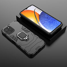 Funda Bumper Silicona y Plastico Mate Carcasa con Magnetico Anillo de dedo Soporte para Huawei Enjoy 50z Negro
