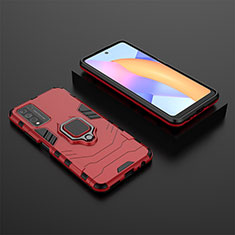 Funda Bumper Silicona y Plastico Mate Carcasa con Magnetico Anillo de dedo Soporte para Huawei Honor 10X Lite Rojo