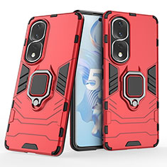 Funda Bumper Silicona y Plastico Mate Carcasa con Magnetico Anillo de dedo Soporte para Huawei Honor 80 Pro Flat 5G Rojo