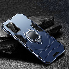 Funda Bumper Silicona y Plastico Mate Carcasa con Magnetico Anillo de dedo Soporte para Huawei Honor V30 5G Azul