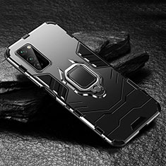 Funda Bumper Silicona y Plastico Mate Carcasa con Magnetico Anillo de dedo Soporte para Huawei Honor V30 5G Negro