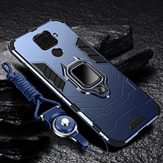 Funda Bumper Silicona y Plastico Mate Carcasa con Magnetico Anillo de dedo Soporte para Huawei Mate 30 Lite Azul
