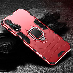 Funda Bumper Silicona y Plastico Mate Carcasa con Magnetico Anillo de dedo Soporte para Huawei Nova 6 5G Rojo