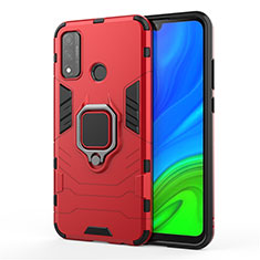 Funda Bumper Silicona y Plastico Mate Carcasa con Magnetico Anillo de dedo Soporte para Huawei Nova Lite 3 Plus Rojo