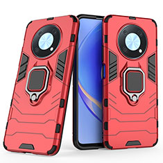 Funda Bumper Silicona y Plastico Mate Carcasa con Magnetico Anillo de dedo Soporte para Huawei Nova Y90 Rojo