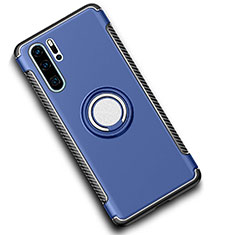 Funda Bumper Silicona y Plastico Mate Carcasa con Magnetico Anillo de dedo Soporte para Huawei P30 Pro New Edition Azul