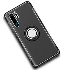 Funda Bumper Silicona y Plastico Mate Carcasa con Magnetico Anillo de dedo Soporte para Huawei P30 Pro New Edition Negro