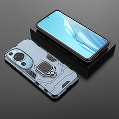 Funda Bumper Silicona y Plastico Mate Carcasa con Magnetico Anillo de dedo Soporte para Huawei P60 Art Azul