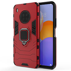 Funda Bumper Silicona y Plastico Mate Carcasa con Magnetico Anillo de dedo Soporte para Huawei Y9a Rojo