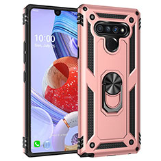 Funda Bumper Silicona y Plastico Mate Carcasa con Magnetico Anillo de dedo Soporte para LG Stylo 6 Oro Rosa