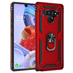 Funda Bumper Silicona y Plastico Mate Carcasa con Magnetico Anillo de dedo Soporte para LG Stylo 6 Rojo