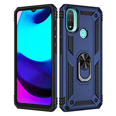 Funda Bumper Silicona y Plastico Mate Carcasa con Magnetico Anillo de dedo Soporte para Motorola Moto E30 Azul