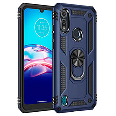 Funda Bumper Silicona y Plastico Mate Carcasa con Magnetico Anillo de dedo Soporte para Motorola Moto E6s (2020) Azul