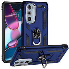 Funda Bumper Silicona y Plastico Mate Carcasa con Magnetico Anillo de dedo Soporte para Motorola Moto Edge X30 5G Azul
