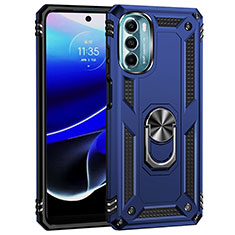 Funda Bumper Silicona y Plastico Mate Carcasa con Magnetico Anillo de dedo Soporte para Motorola Moto G 5G (2022) Azul