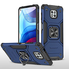 Funda Bumper Silicona y Plastico Mate Carcasa con Magnetico Anillo de dedo Soporte para Motorola Moto G Power (2021) Azul