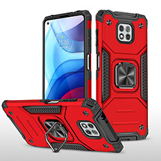 Funda Bumper Silicona y Plastico Mate Carcasa con Magnetico Anillo de dedo Soporte para Motorola Moto G Power (2021) Rojo