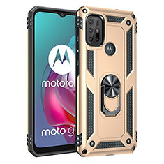 Funda Bumper Silicona y Plastico Mate Carcasa con Magnetico Anillo de dedo Soporte para Motorola Moto G10 Oro