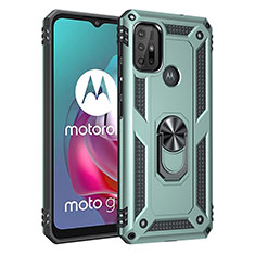 Funda Bumper Silicona y Plastico Mate Carcasa con Magnetico Anillo de dedo Soporte para Motorola Moto G10 Power Verde