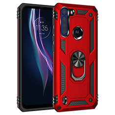 Funda Bumper Silicona y Plastico Mate Carcasa con Magnetico Anillo de dedo Soporte para Motorola Moto One Fusion Rojo