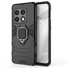 Funda Bumper Silicona y Plastico Mate Carcasa con Magnetico Anillo de dedo Soporte para OnePlus 10 Pro 5G Negro